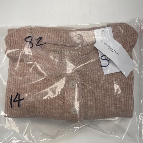 NWT American Eagle Womens Small Long Sleeve Henley T-Shirt Top Brown Thermal - Picture 9 of 9